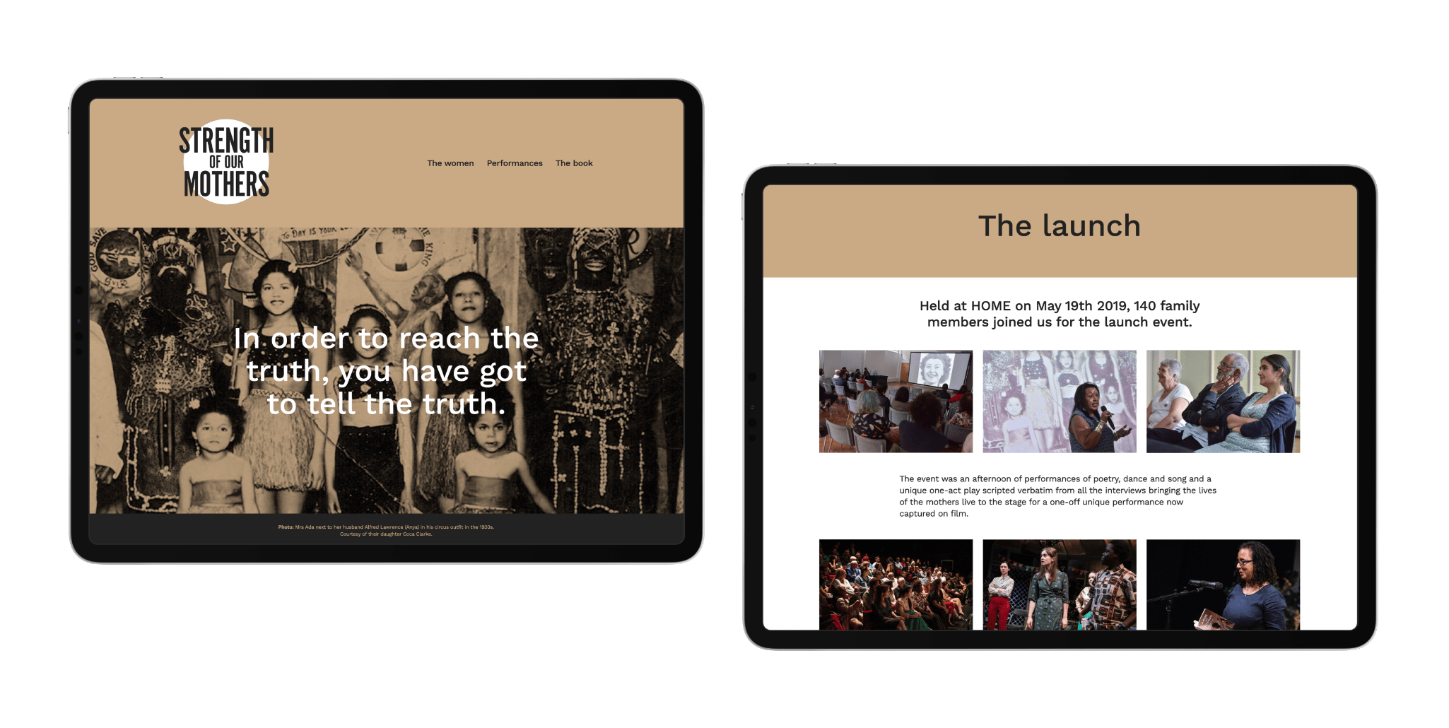 Mockup of the SoM site on tablet